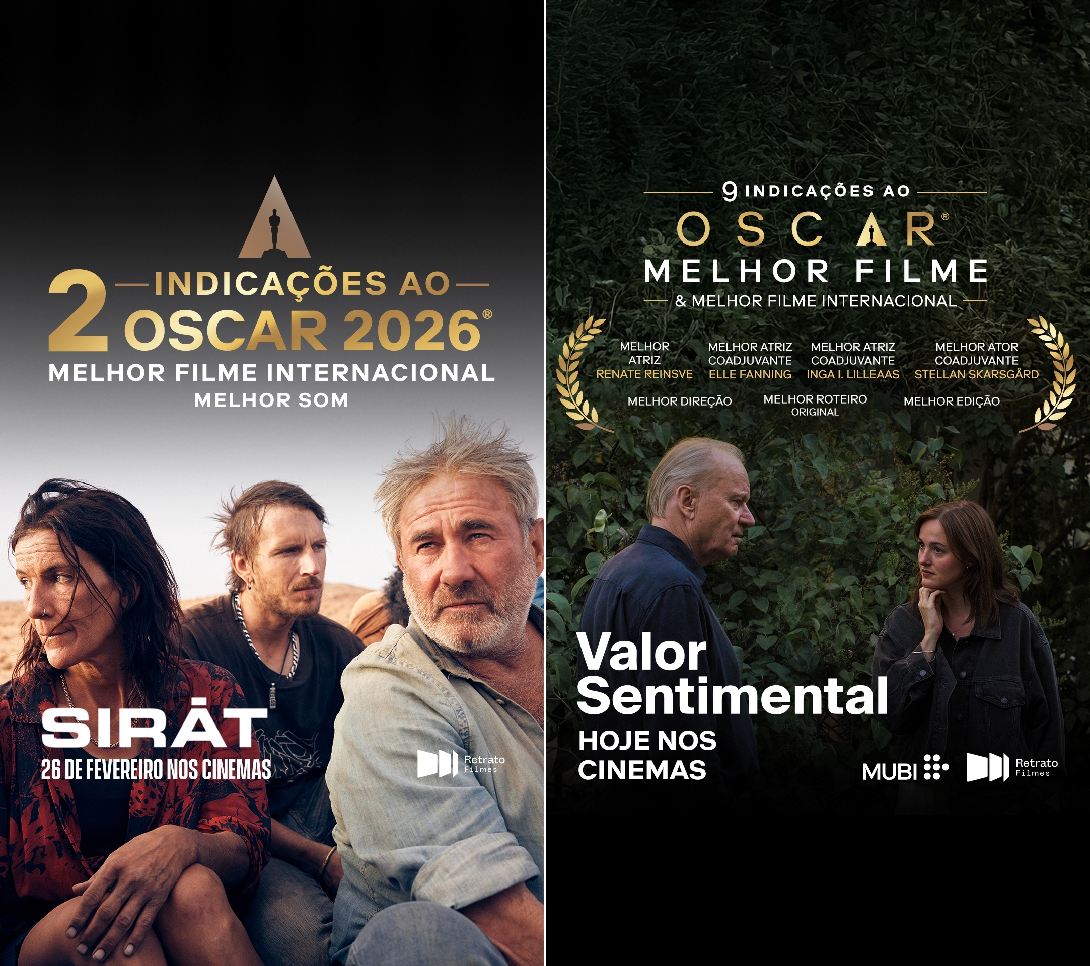 Retrato Filmes celebra 11 indicações ao Oscar 2026 com os longas ‘Sirât’ e ‘Valor Sentimental’